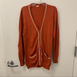 J. Crew Factory long cardigan with piping